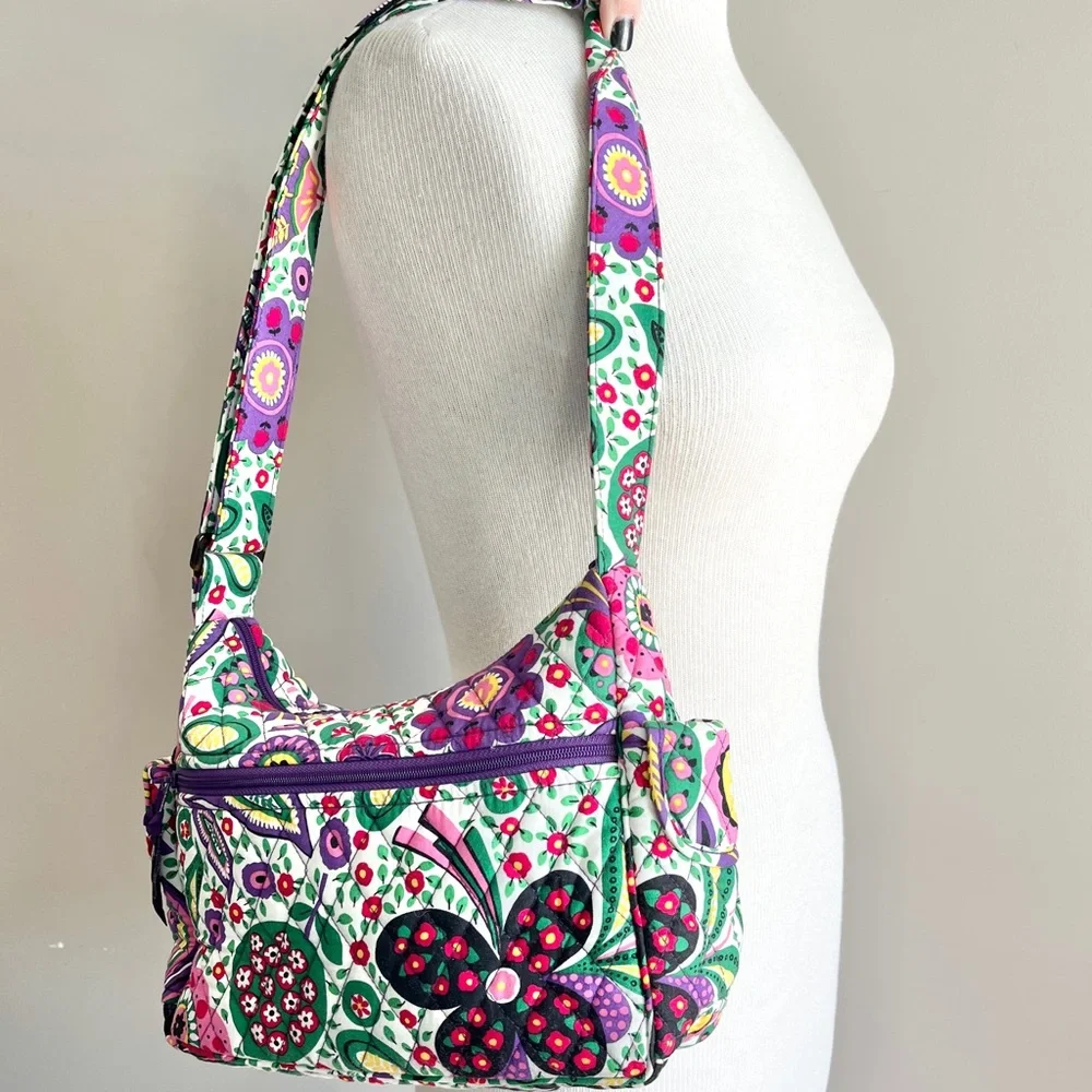 Vera Bradley viva la vera shoulder bag purse quilted cotton floral butterfly